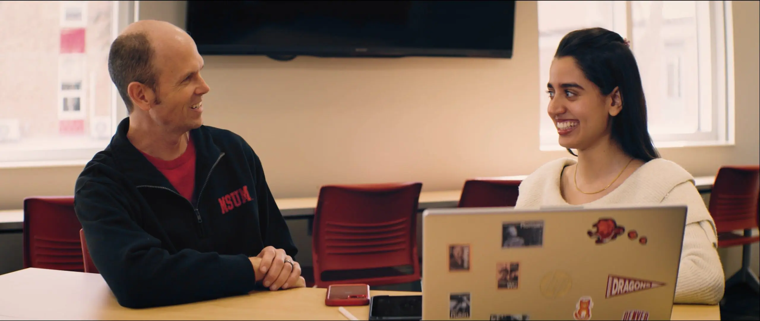 An MSUM faculty mentor and an Honors College scholar in conversation