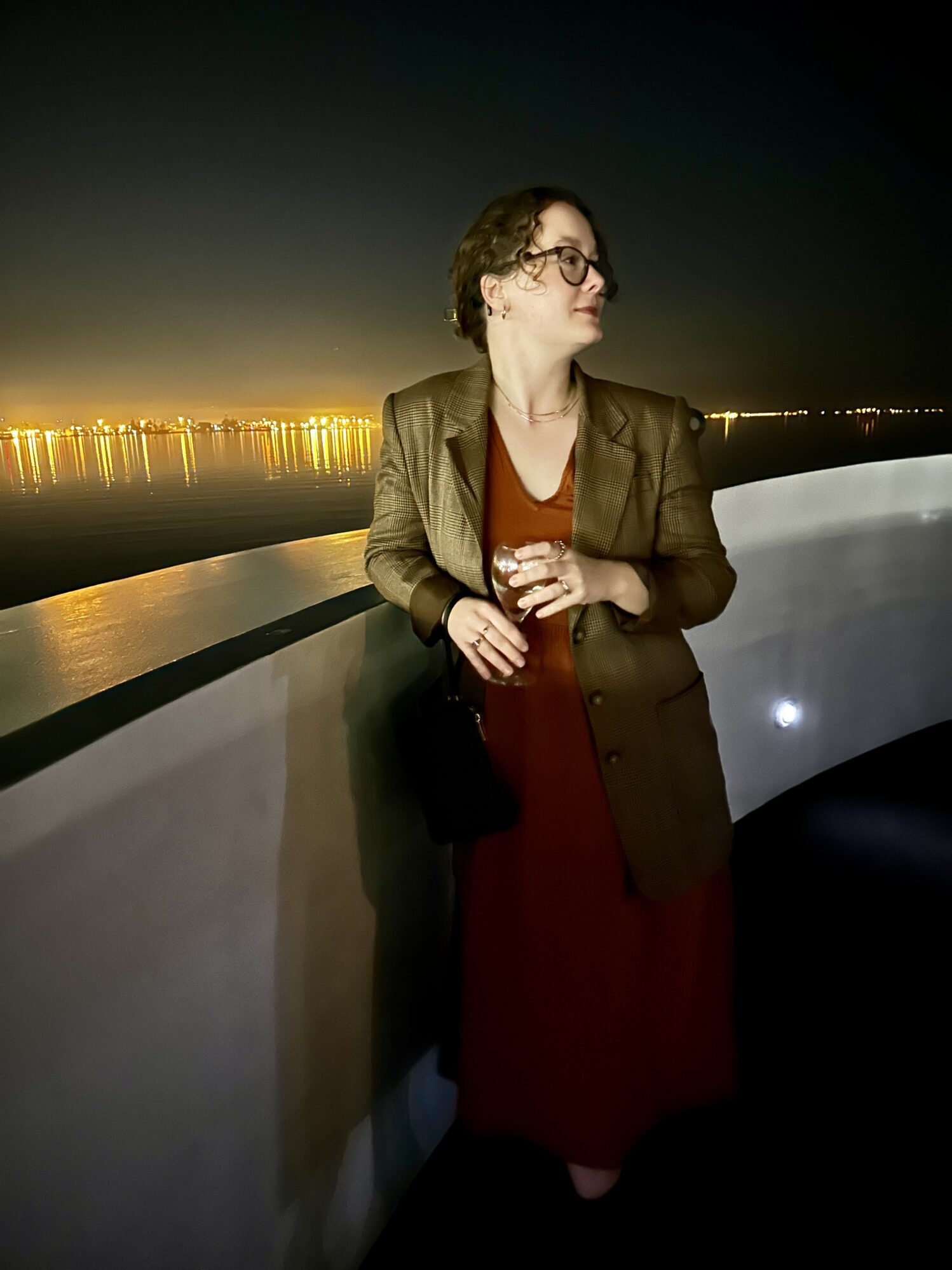 Katie on a dinner cruise during a conference in San Diego