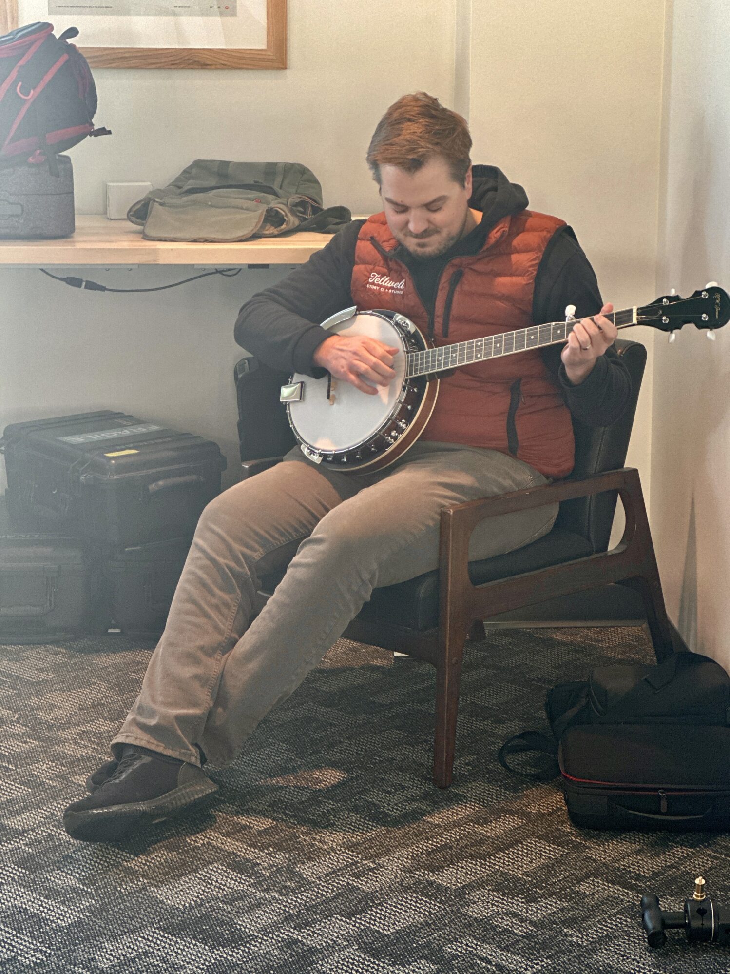 Matt playing his banjo