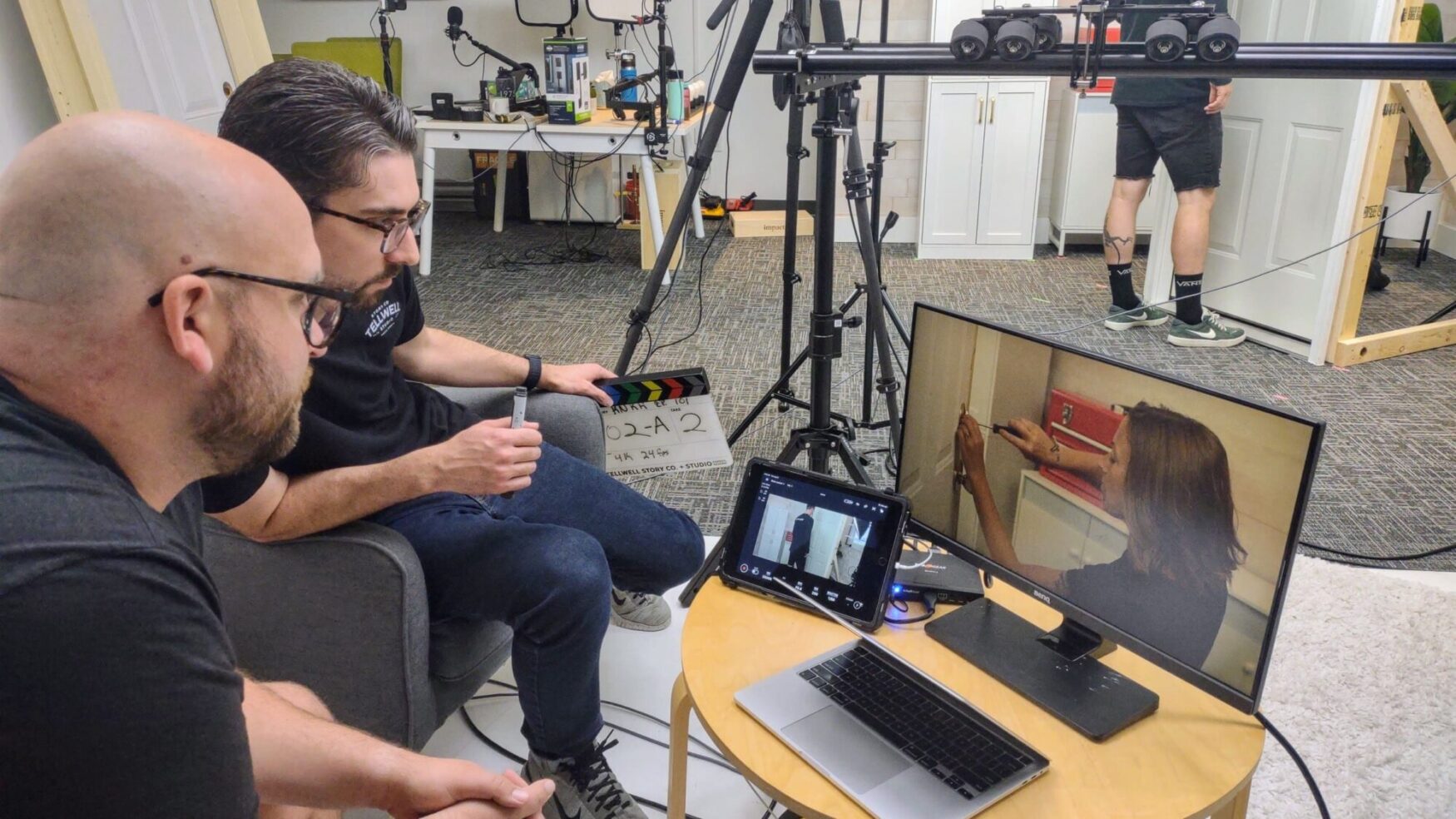 Lucas and Max check the footage they captured of Jenny using a screwdriver on a door lockset