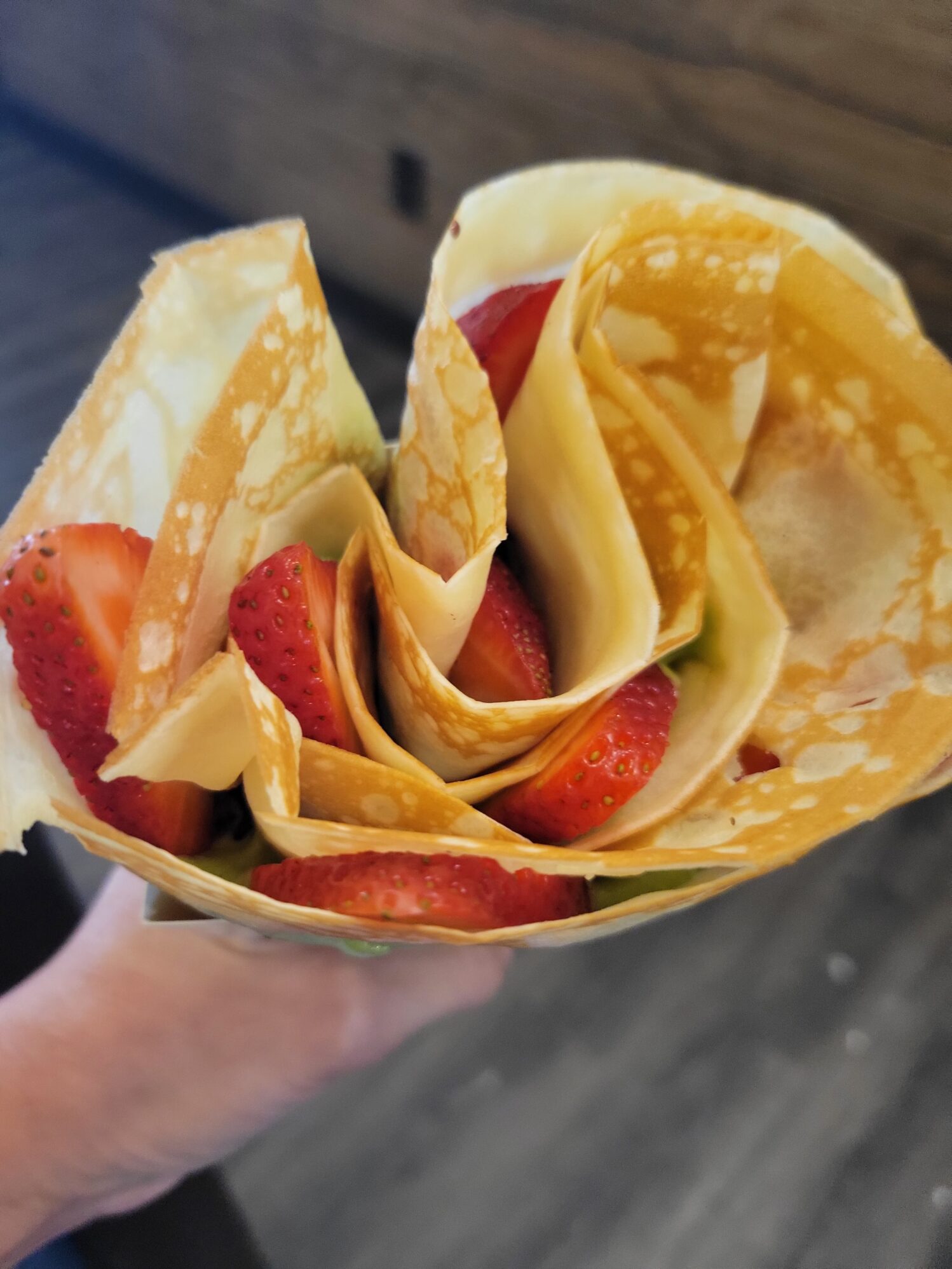 A crepe with strawberries.